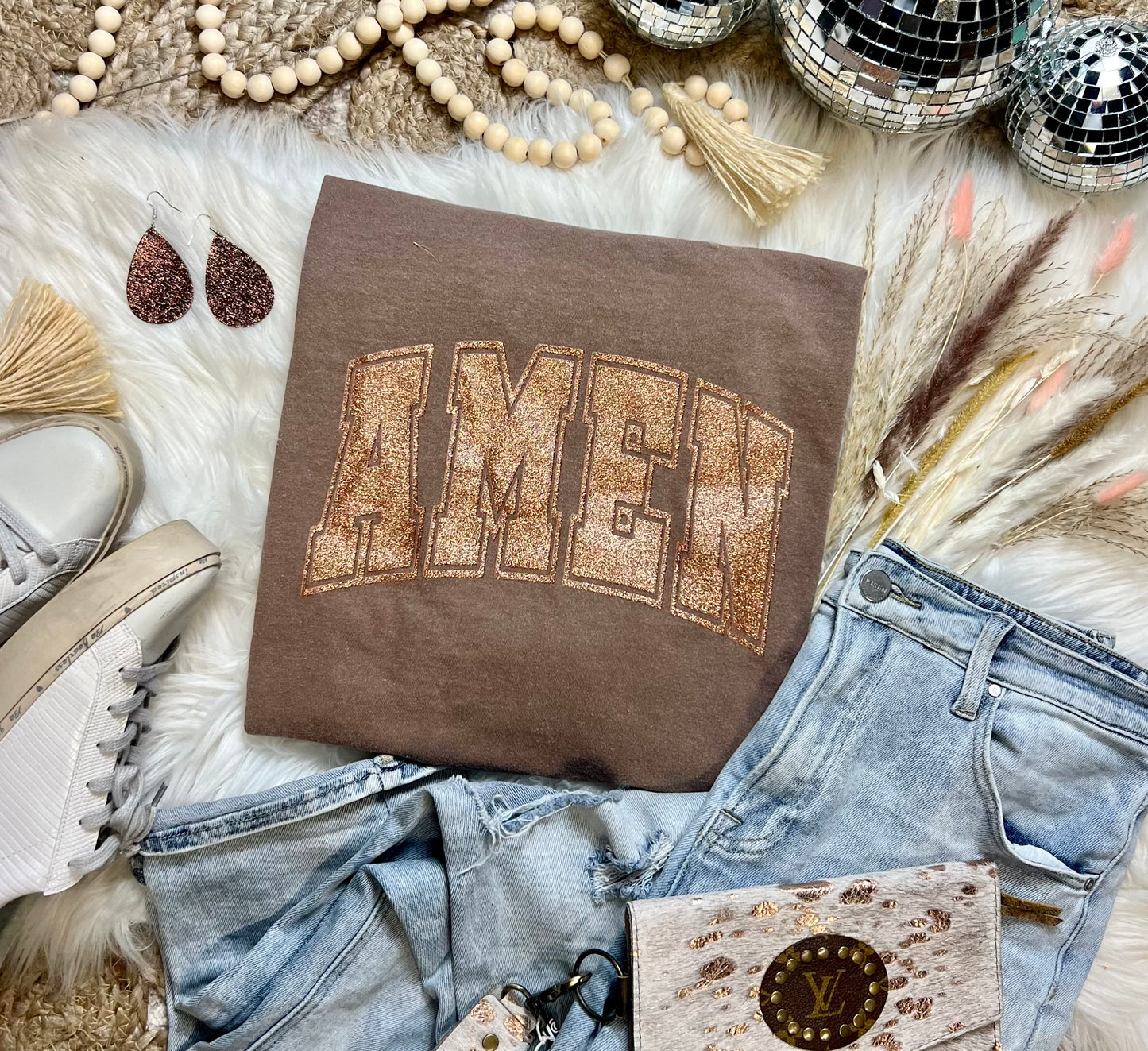 AMEN arched Glitter Everyday Graphic Tee