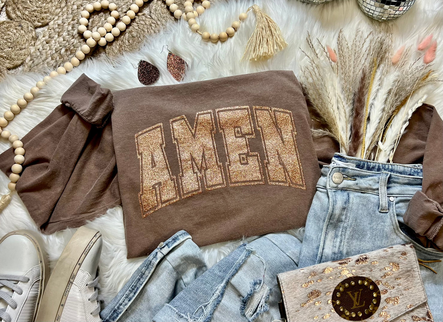 AMEN arched Glitter Everyday Graphic Tee