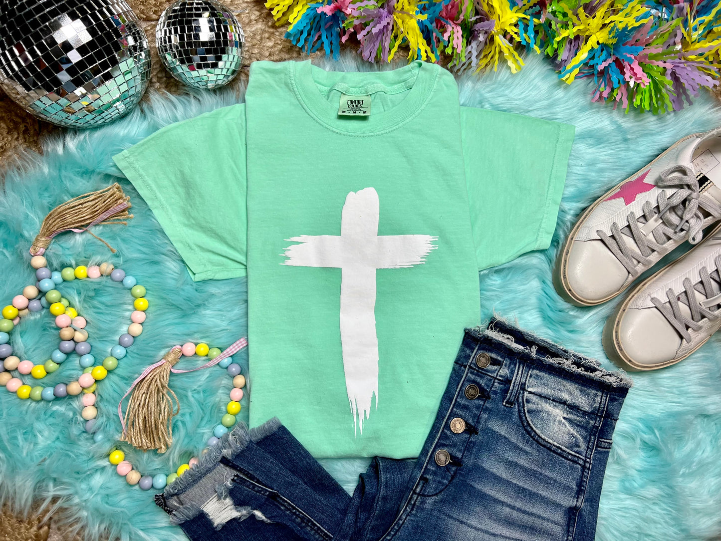 Cross Puff Print Easter Comfort Colors