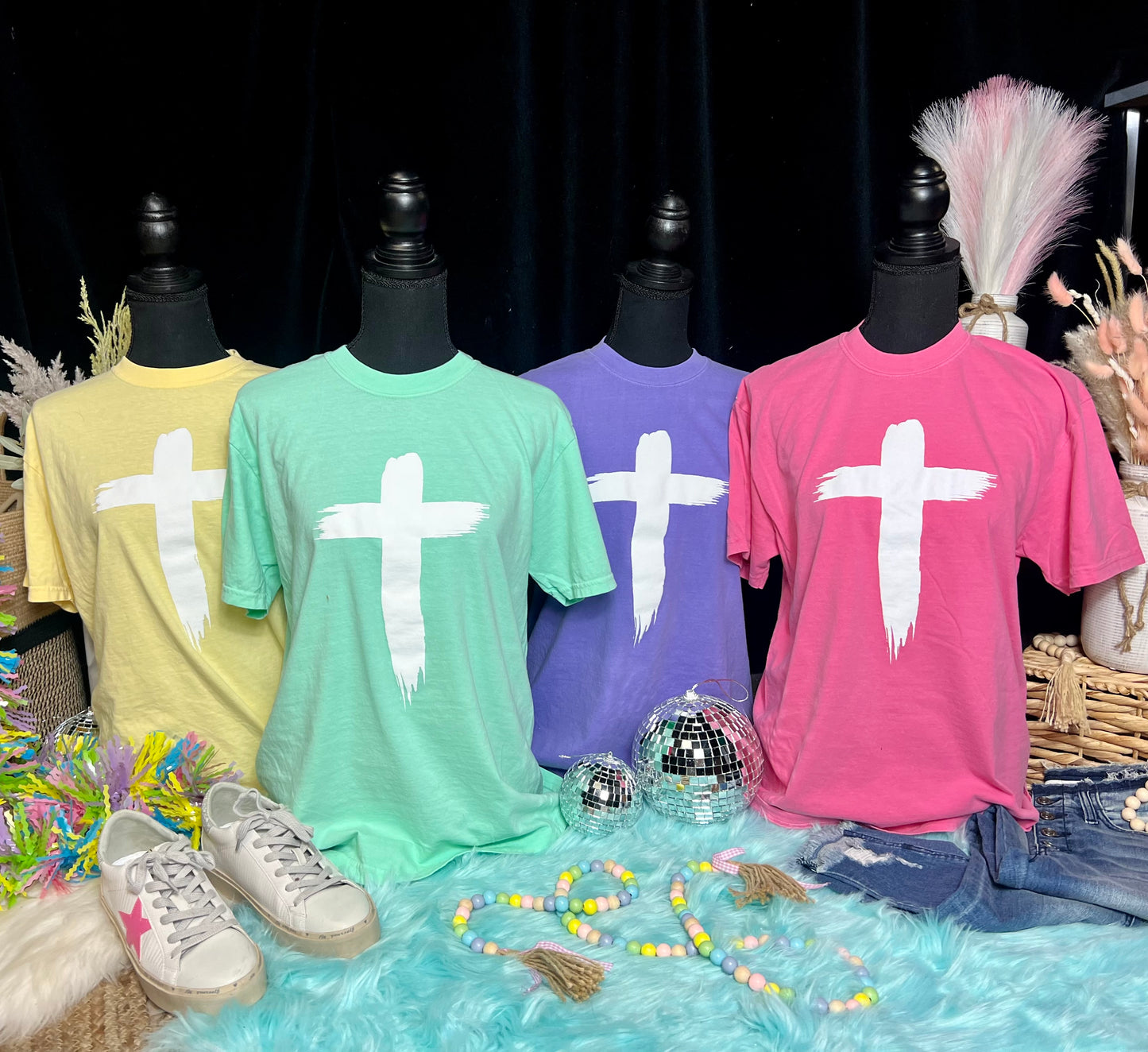 Cross Puff Print Easter Comfort Colors