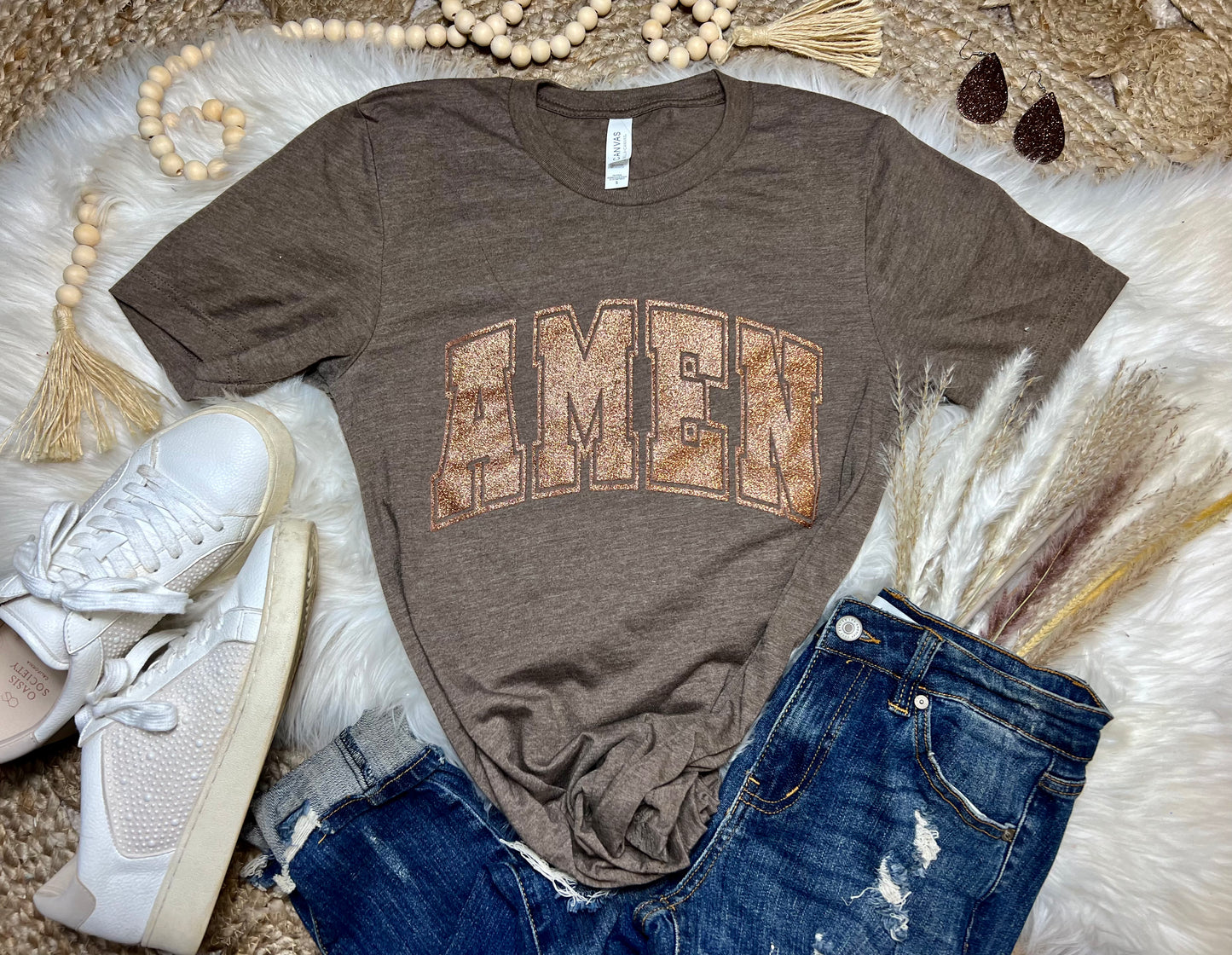 AMEN arched Glitter Everyday Graphic Tee