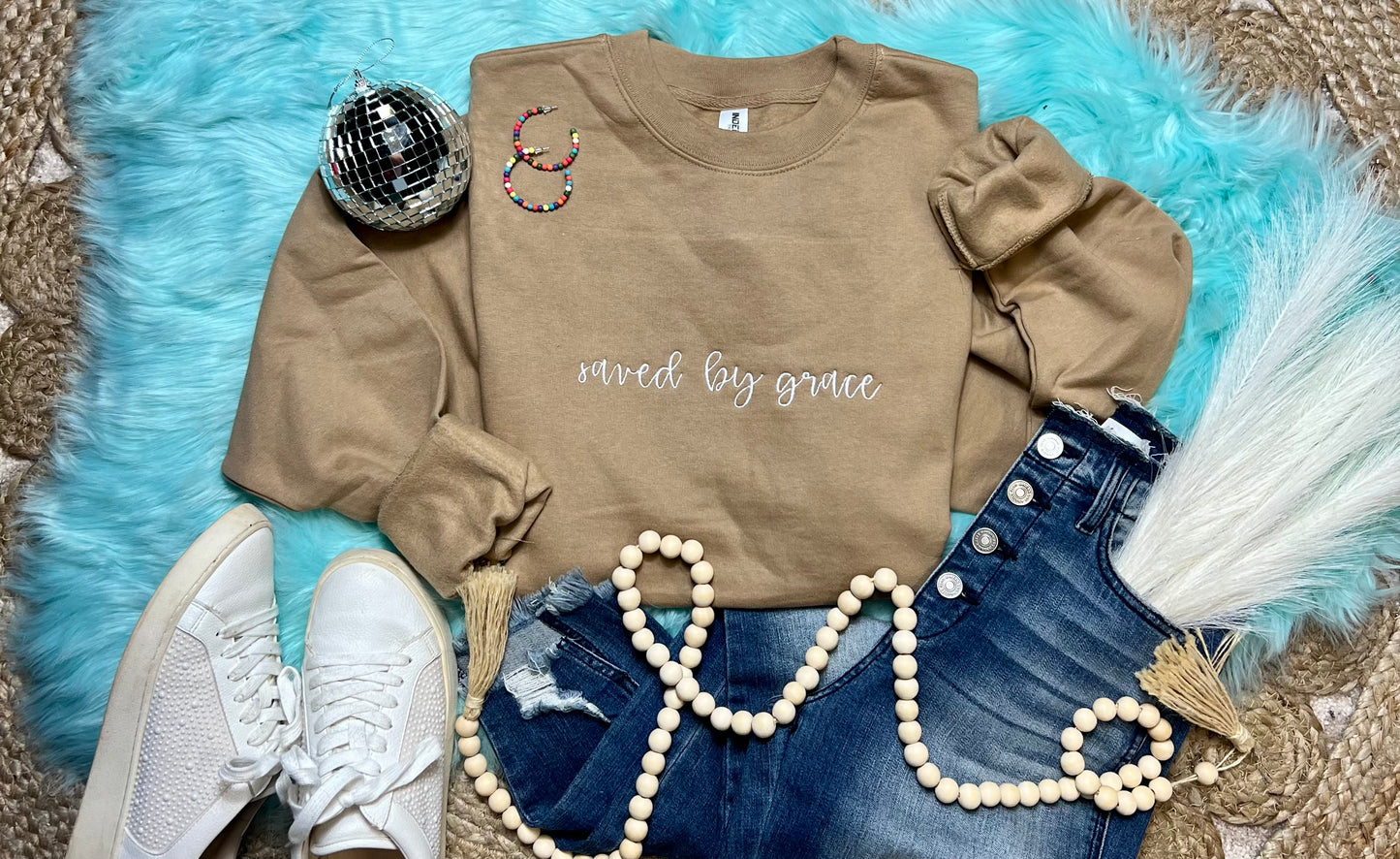 Saved by Grace Embroidered Sweatshirt