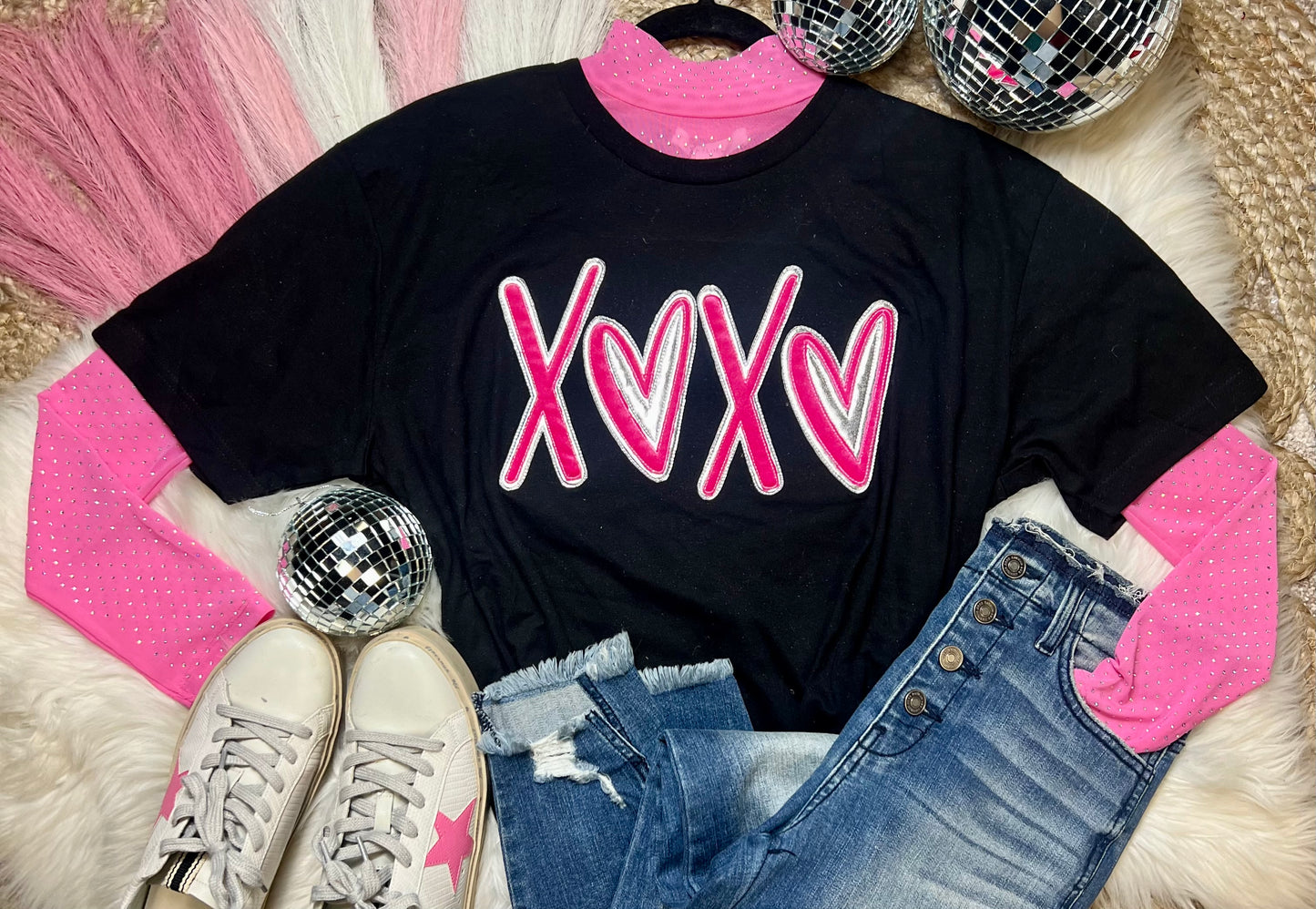 XOXO Embroidery Applique Tee